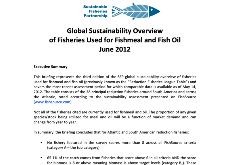 Resumen de la sostenibilidad de la pesca en 2012